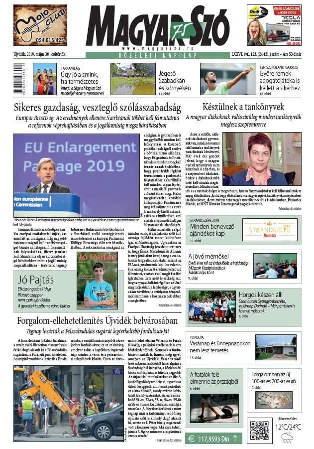Magyar Szó, 76. évf. 2019. május 30. 122. sz. 1–20. oldal