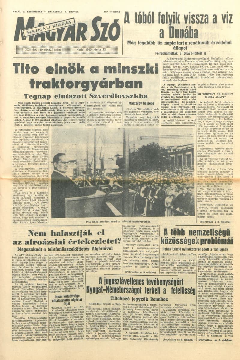 Magyar Szó, 22. évf. 1965. június 22. 169. sz. 1–16. oldal