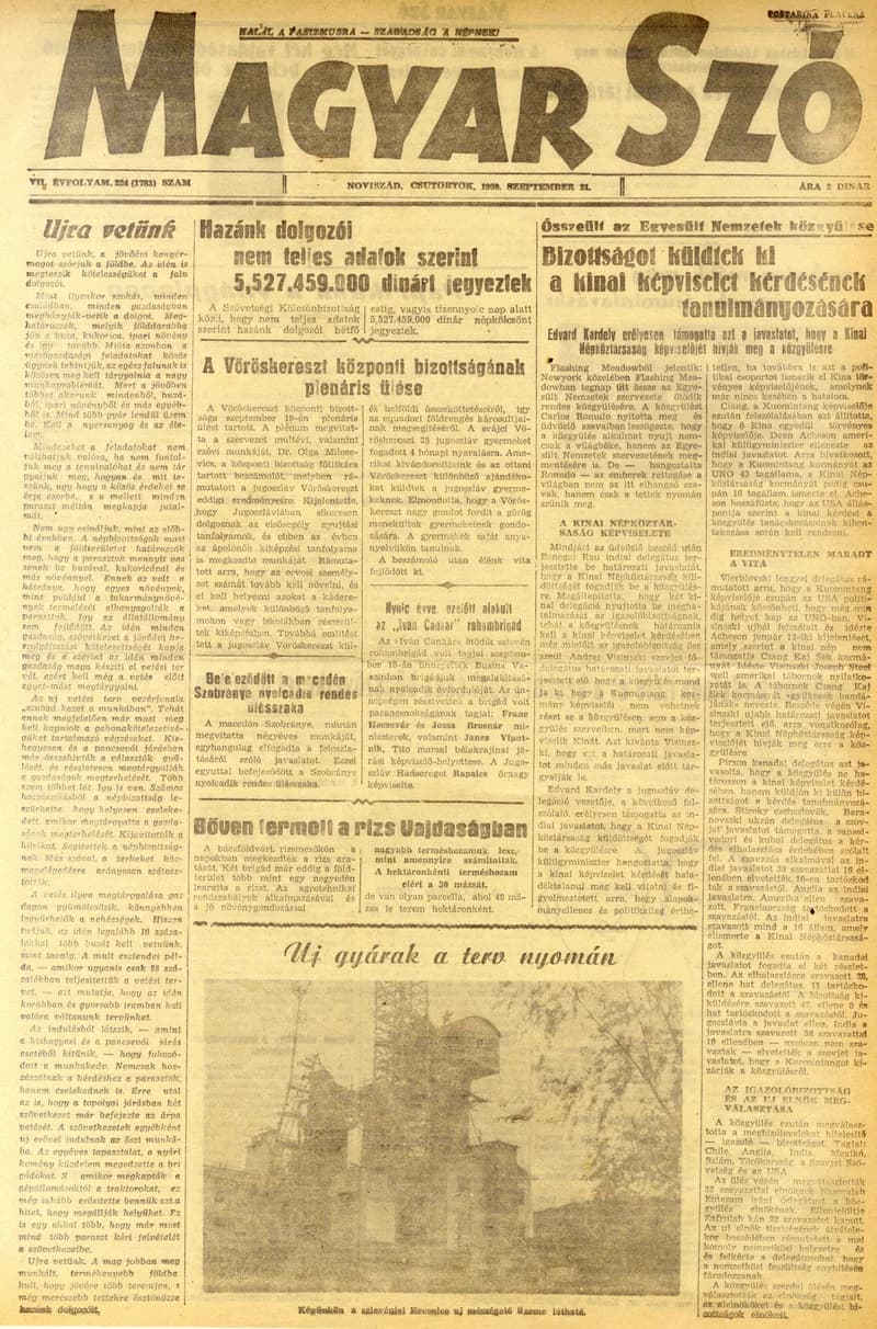 Magyar Szó, 7. évf. 1950. szeptember 21. 224. sz. 1–4. oldal