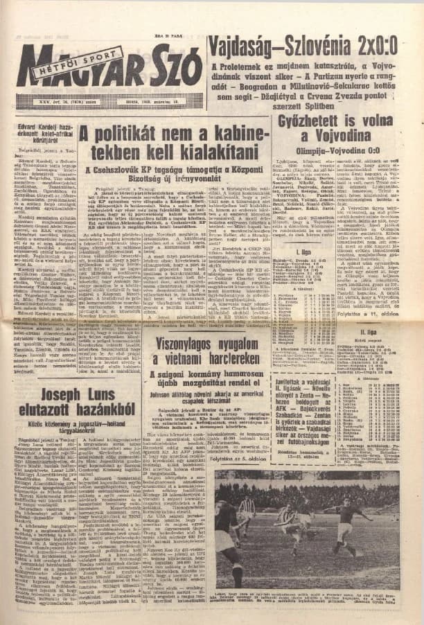 Magyar Szó, 25. évf. 1968. március 18. 76. sz. 1–16. oldal