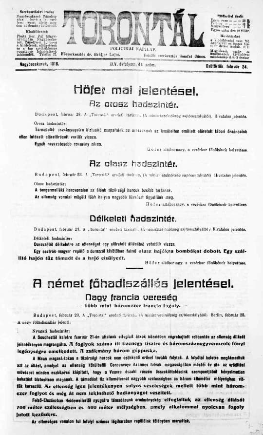 Torontál, 45. évf. 1916. február 24. 44. sz.