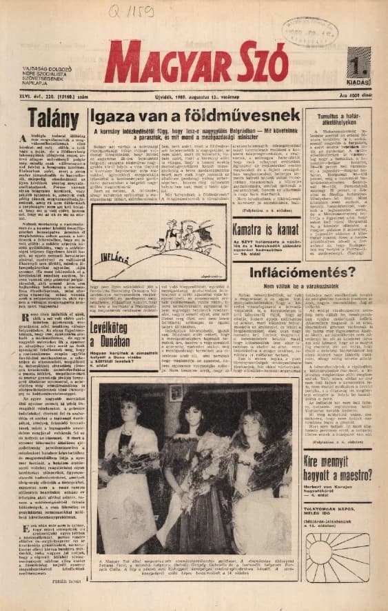 Magyar Szó, 46. évf. 1989. augusztus 13. 220. sz. 1–28. oldal