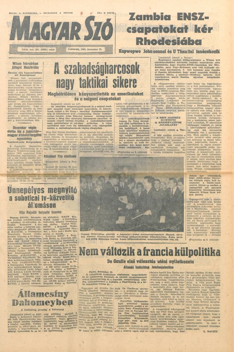 Magyar Szó, 22. évf. 1965. december 23. 351. sz.