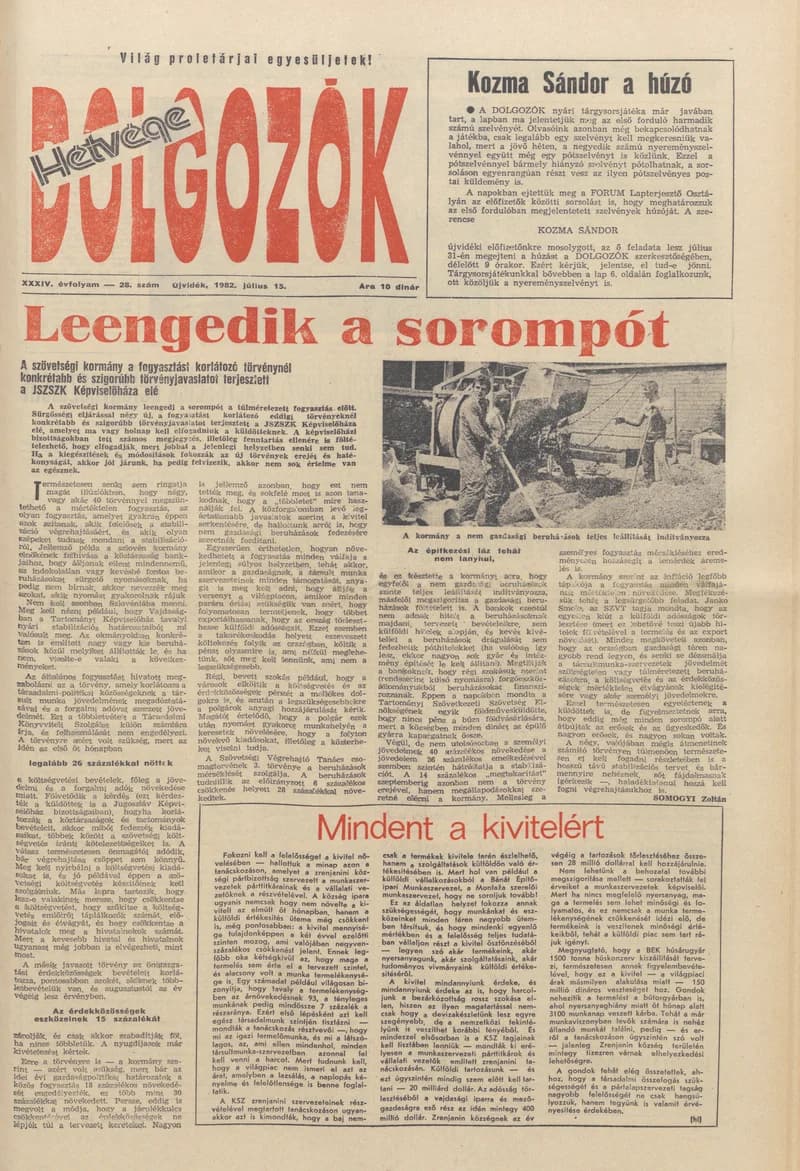 Dolgozók, 36. évf. 1982. július 15. 28. sz.