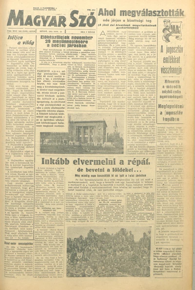 Magyar Szó, 8. évf. 1951. november 12. 269. sz. 1–4. oldal