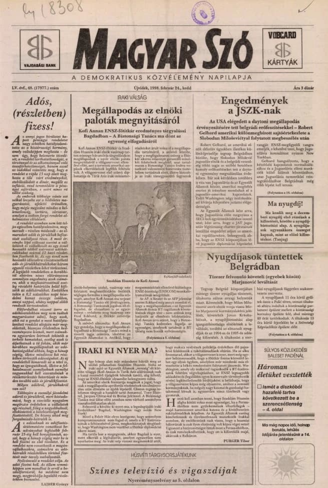 Magyar Szó, 55. évf. 1998. február 24. 48. sz. 1–16. oldal