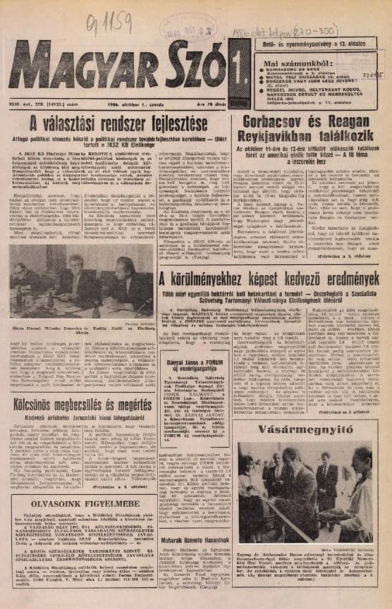 Magyar Szó, 43. évf. 1986. október 1. 270. sz. 1–16. oldal