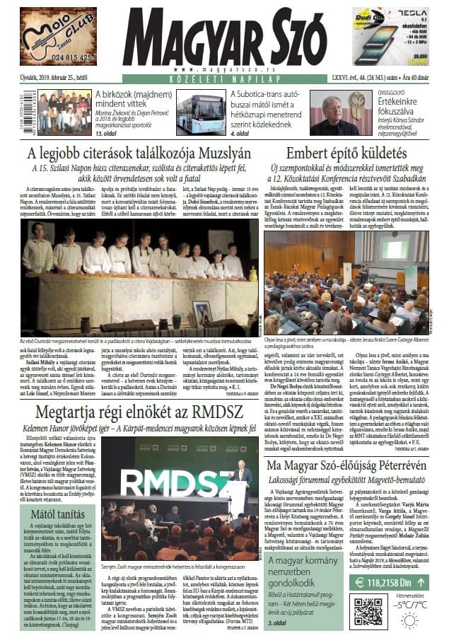 Magyar Szó, 76. évf. 2019. február 25. 44. sz. 1–20. oldal