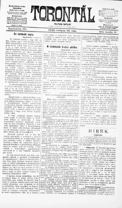 Torontál, 32. évf. 1903. december 28. 294. sz.