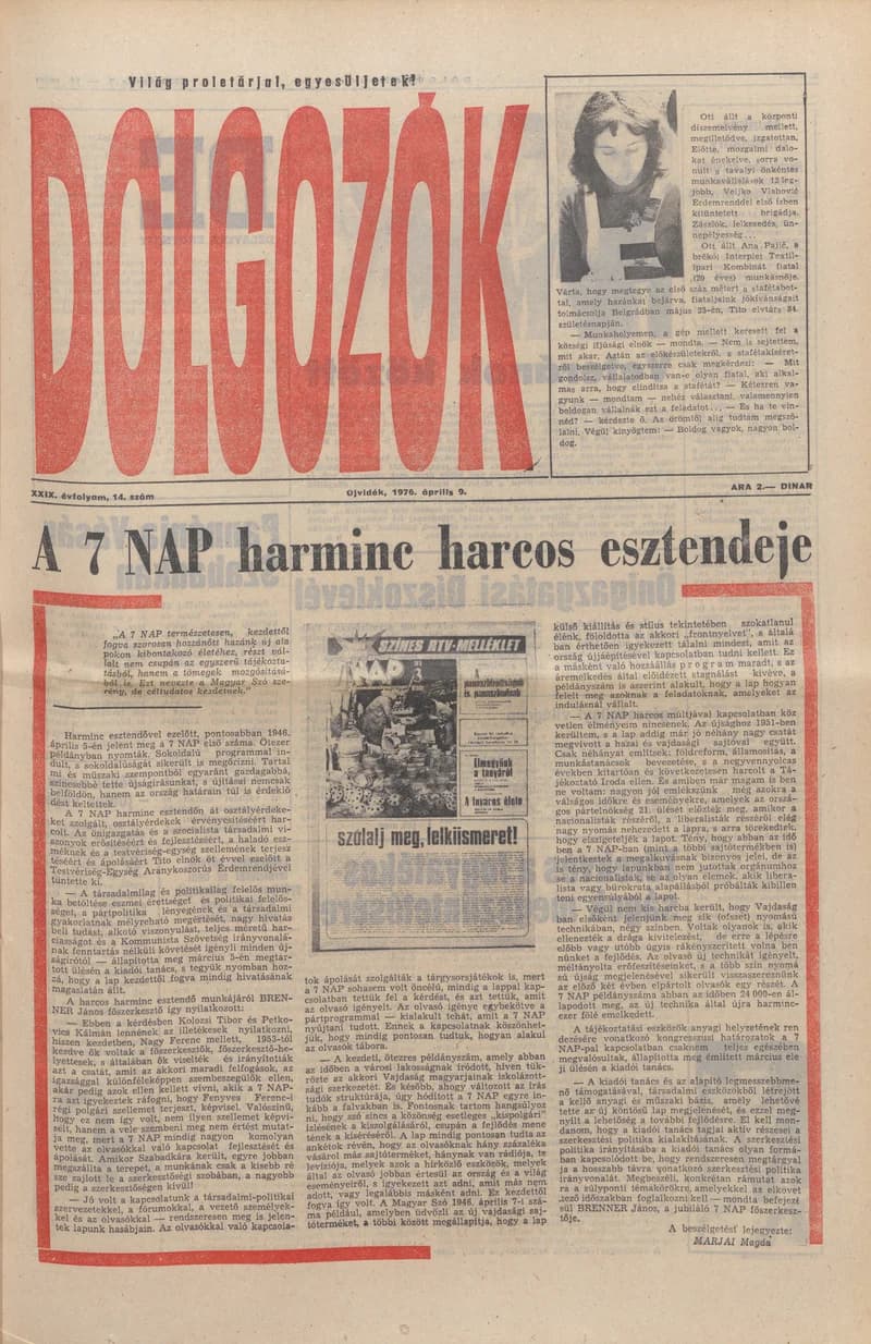 Dolgozók, 30. évf. 1976. április 9. 14. sz.