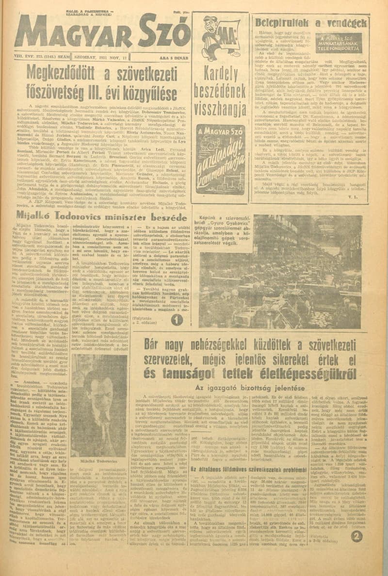 Magyar Szó, 8. évf. 1951. november 17. 273. sz. 1–4. oldal