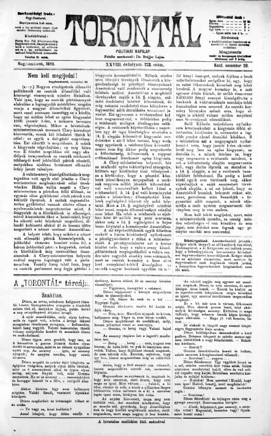 Torontál, 28. évf. 1899. november 28. 273. sz.