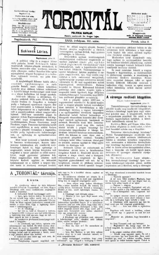 Torontál, 31. évf. 1902. július 11. 157. sz.