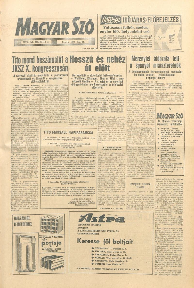 Magyar Szó, 30. évf. 1973. december 21. 349. sz.