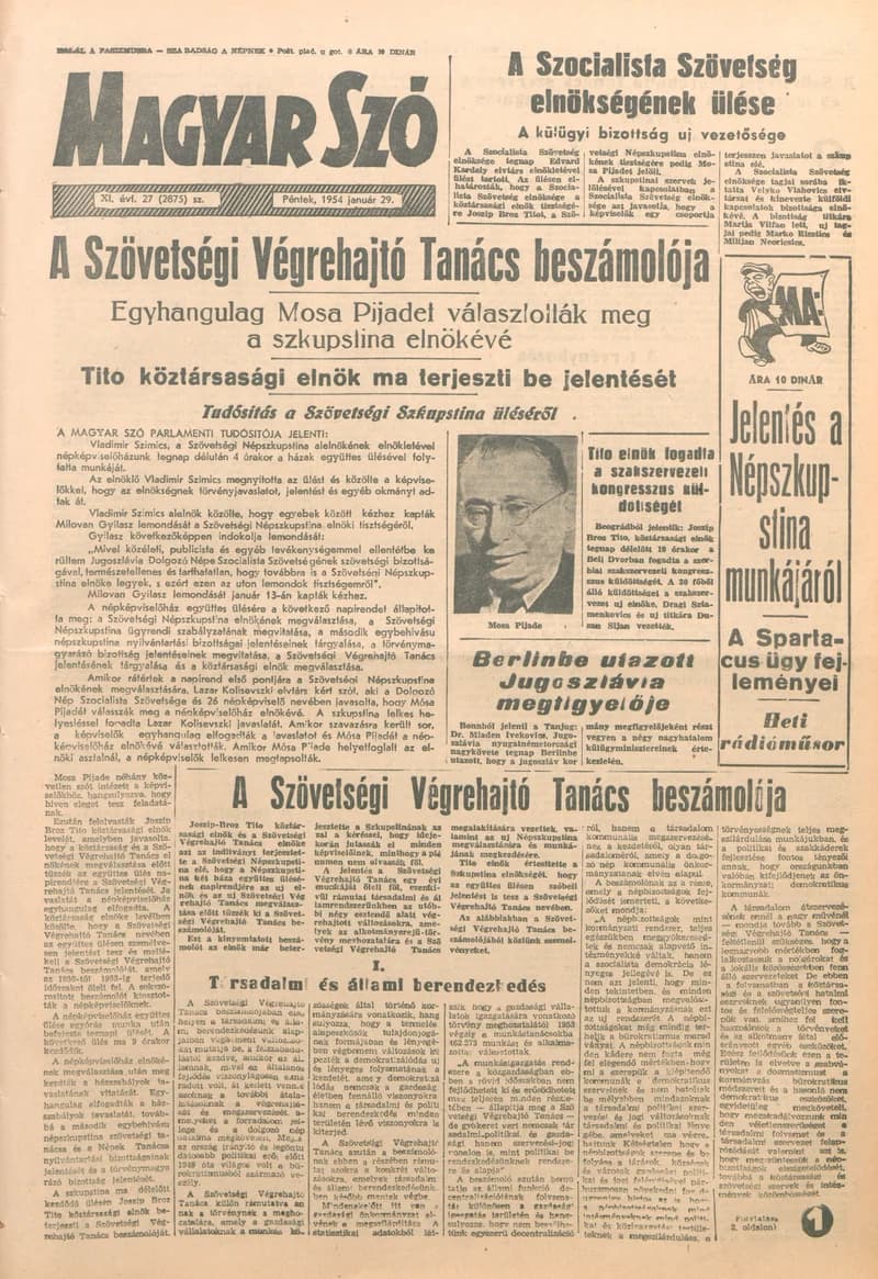 Magyar Szó, 11. évf. 1954. január 29. 27. sz. 1–8. oldal