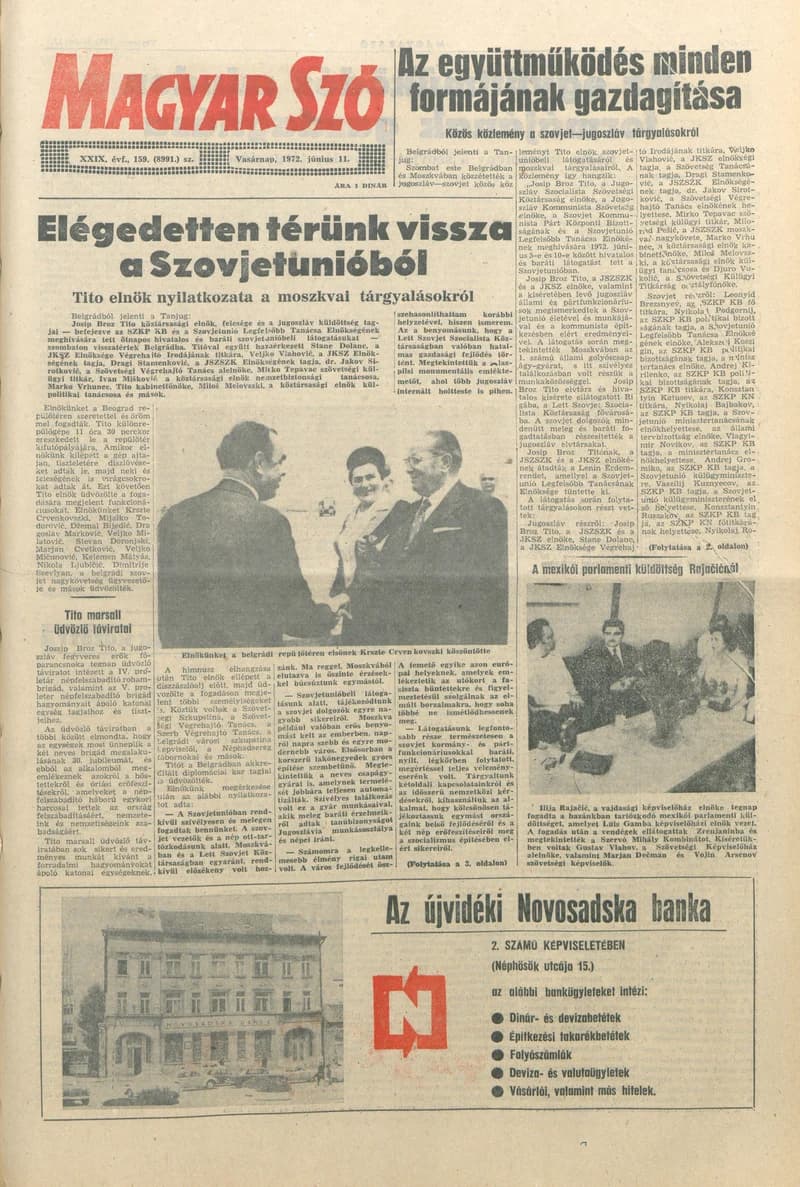 Magyar Szó, 29. évf. 1972. június 11. 159. sz. 1–28. oldal