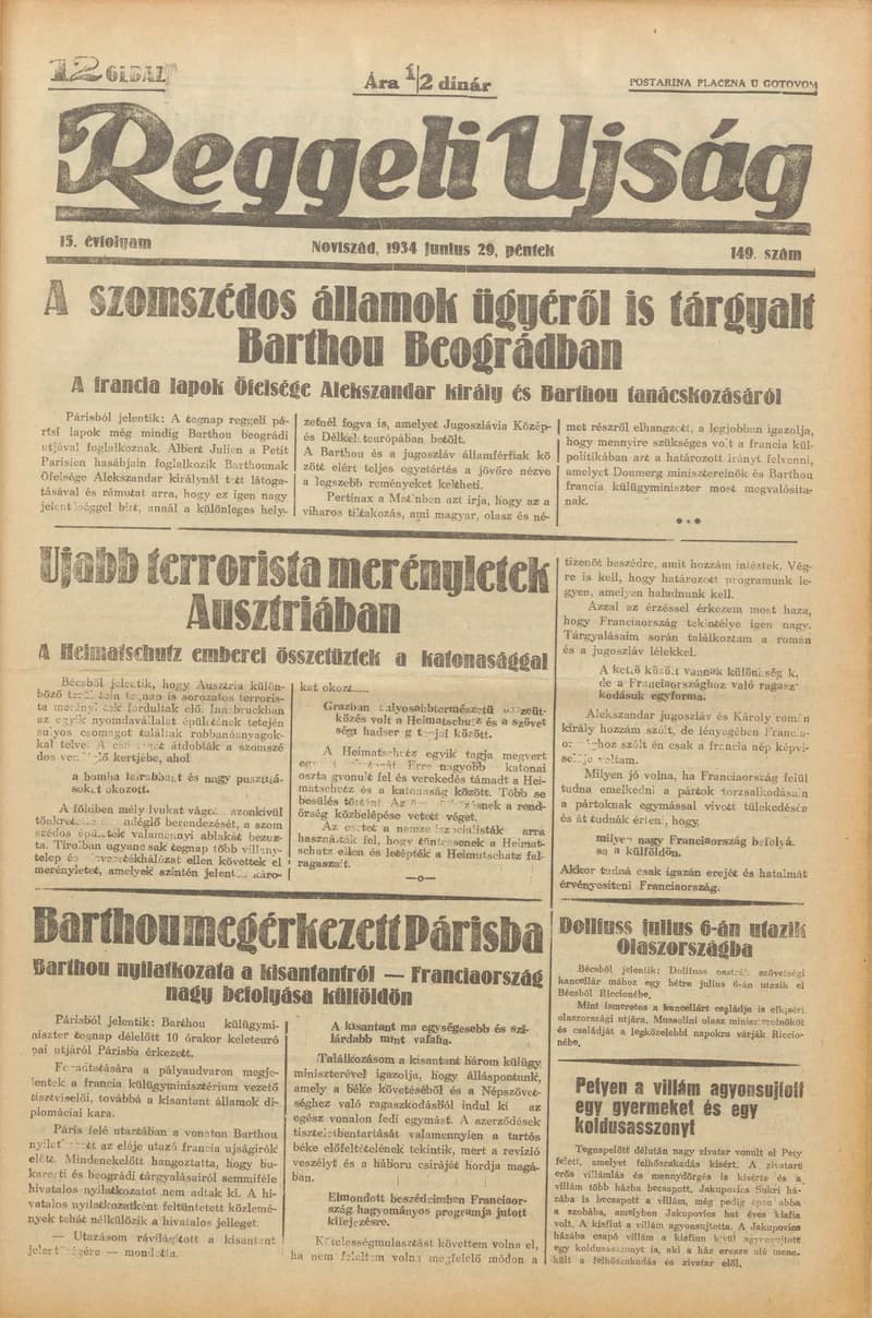 Reggeli Újság, 15. évf. 1934. június 29. 149. sz.