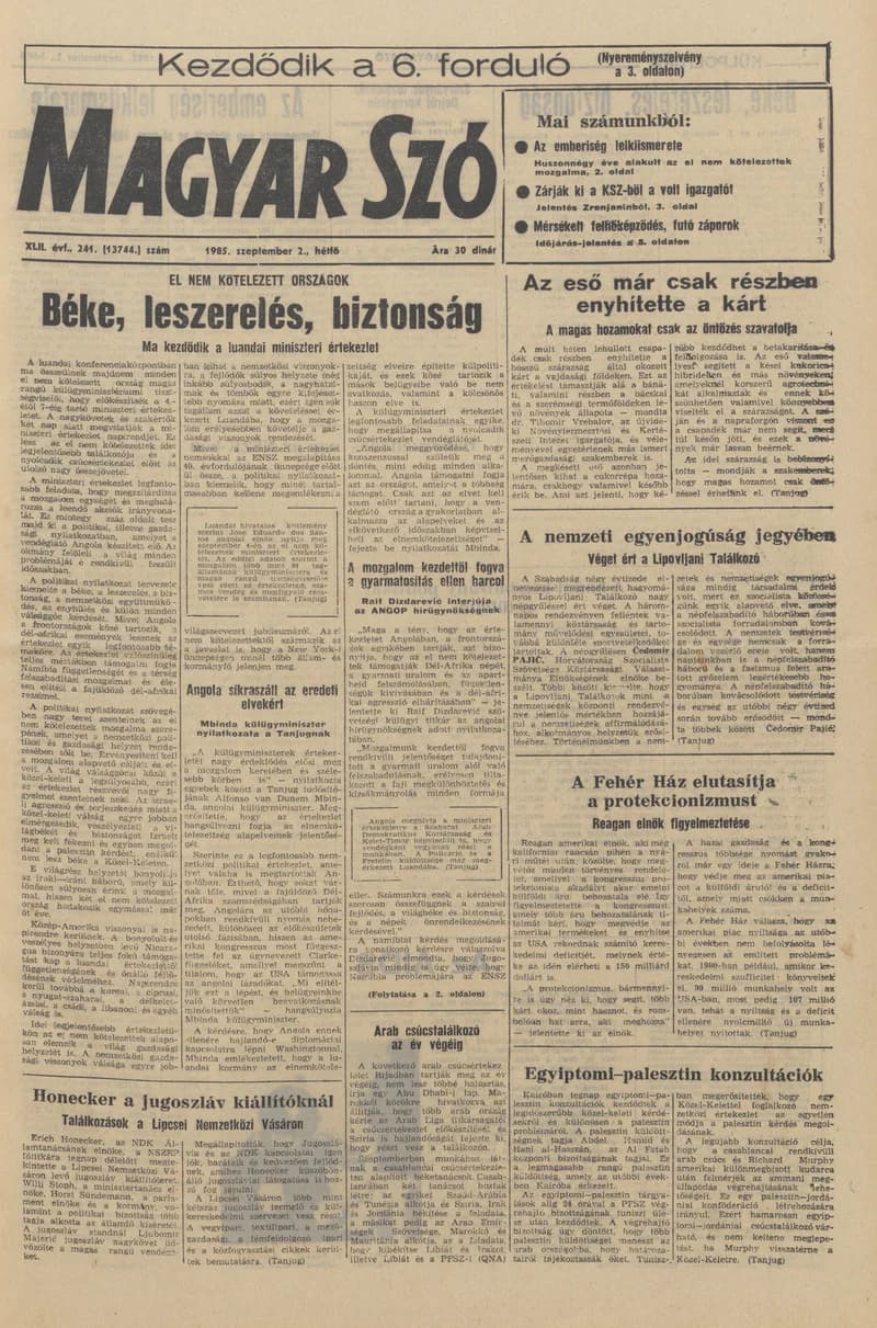 Magyar Szó, 42. évf. 1985. szeptember 2. 241. sz. 1–16. oldal