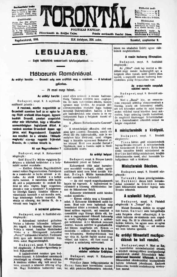 Torontál, 45. évf. 1916. szeptember 9. 206. sz.