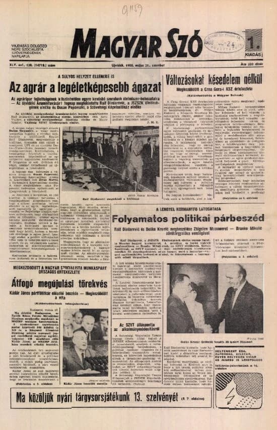 Magyar Szó, 45. évf. 1988. május 21. 138. sz. 1–32. oldal