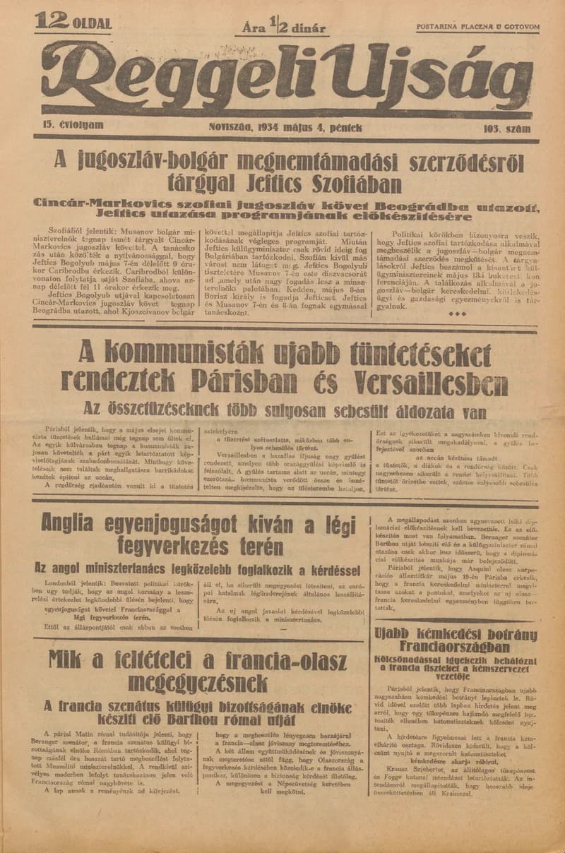 Reggeli Újság, 13. évf. 1934. május 4. 103. sz.