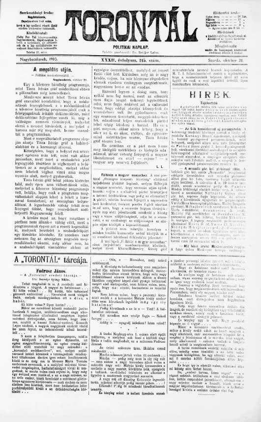 Torontál, 32. évf. 1903. október 28. 245. sz.