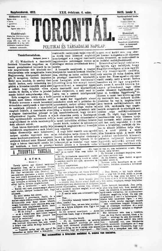 Torontál, 22. évf. 1893. január 9. 6. sz.