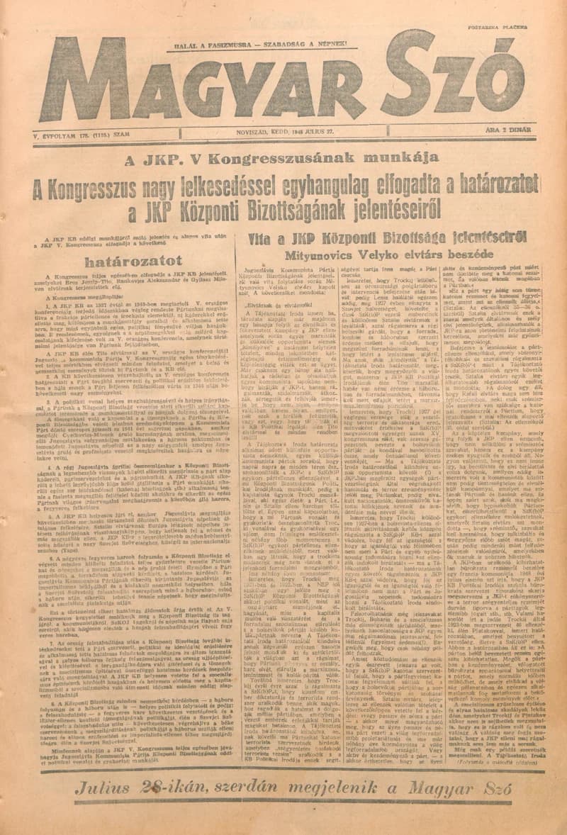 Magyar Szó, 5. évf. 1948. július 27. 178. sz. 1–6. oldal