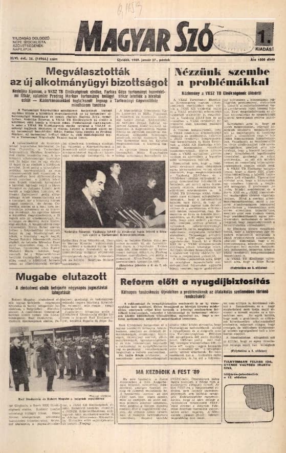 Magyar Szó, 46. évf. 1989. január 27. 24. sz. 1–24. oldal
