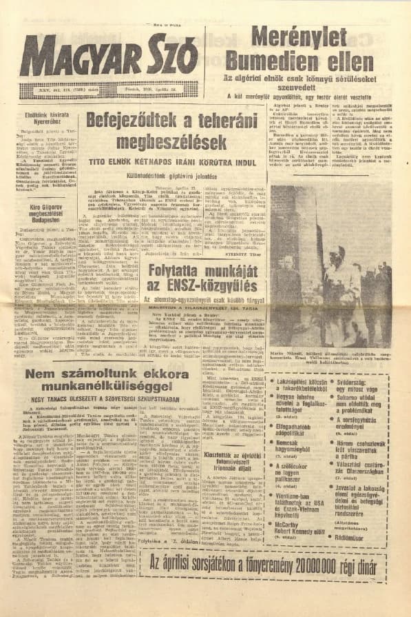 Magyar Szó, 25. évf. 1968. április 26. 115. sz. 1–16. oldal