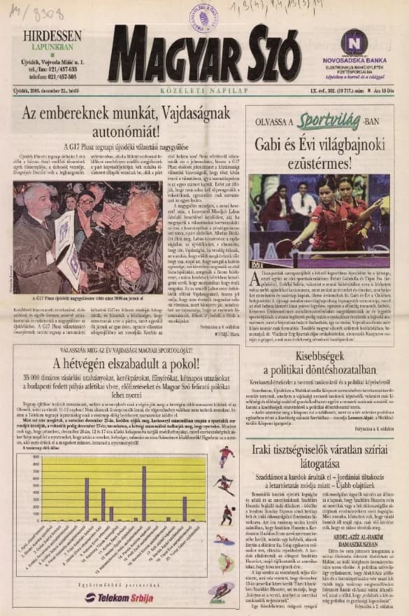 Magyar Szó, 60. évf. 2003. december 22. 302. sz. 1–16. oldal