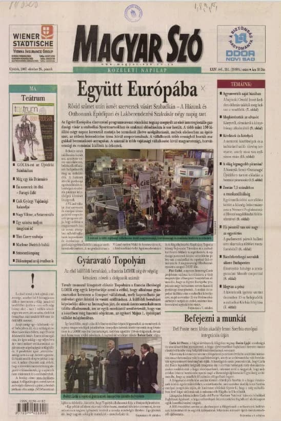 Magyar Szó, 64. évf. 2007. október 26. 251. sz. 1–20. oldal