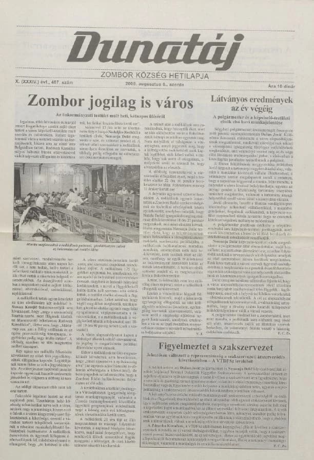 Dunatáj, 10. évf. 2008. augusztus 6. 487. sz.