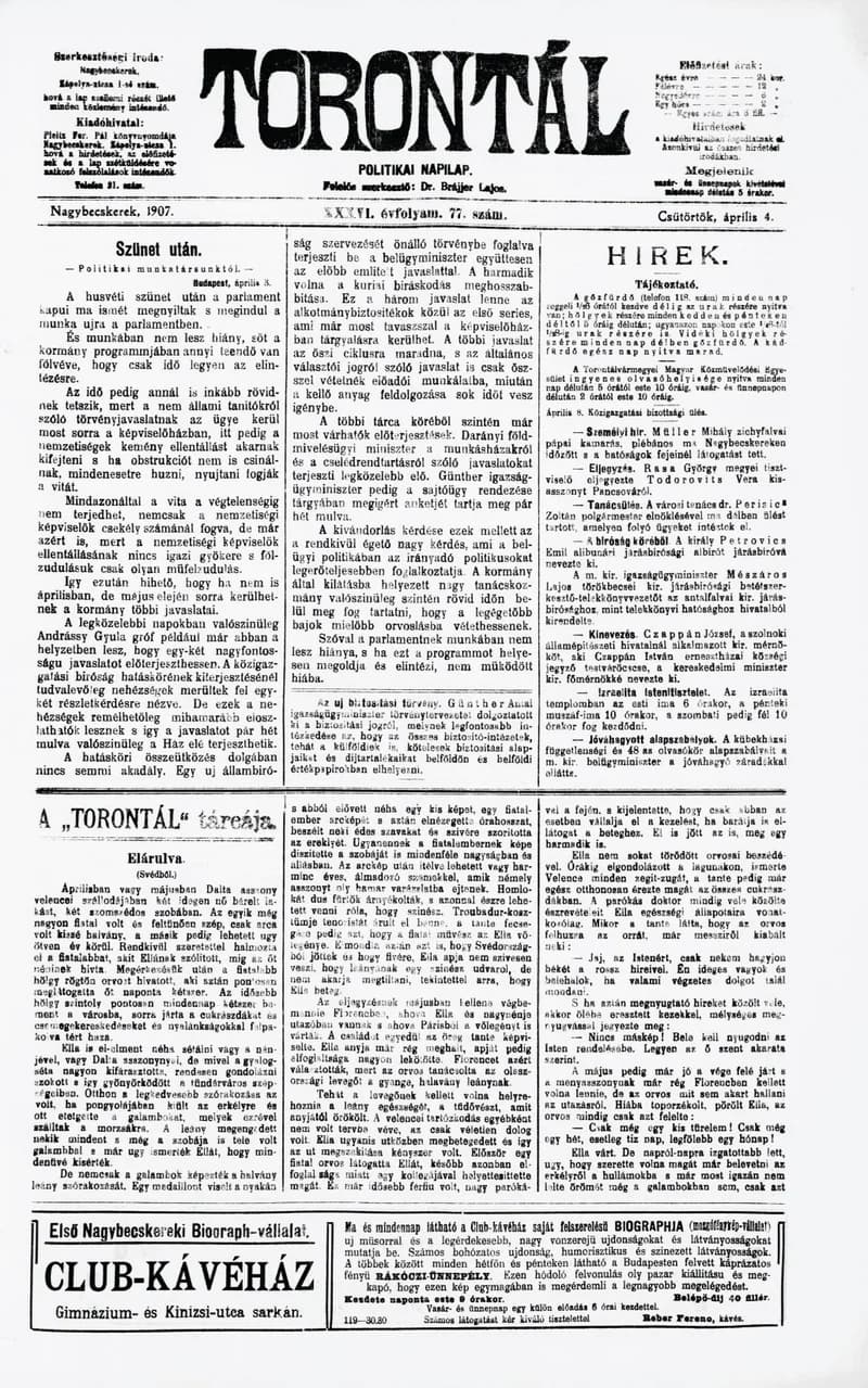 Torontál, 36. évf. 1907. április 4. 77. sz.