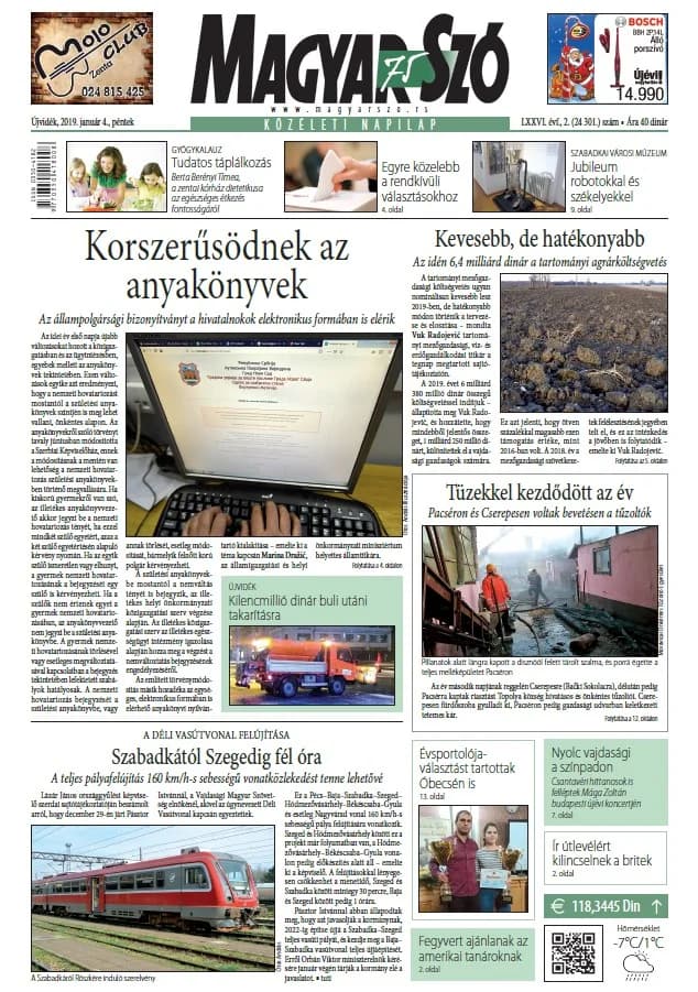 Magyar Szó, 76. évf. 2019. január 4. 2. sz. 1–16. oldal
