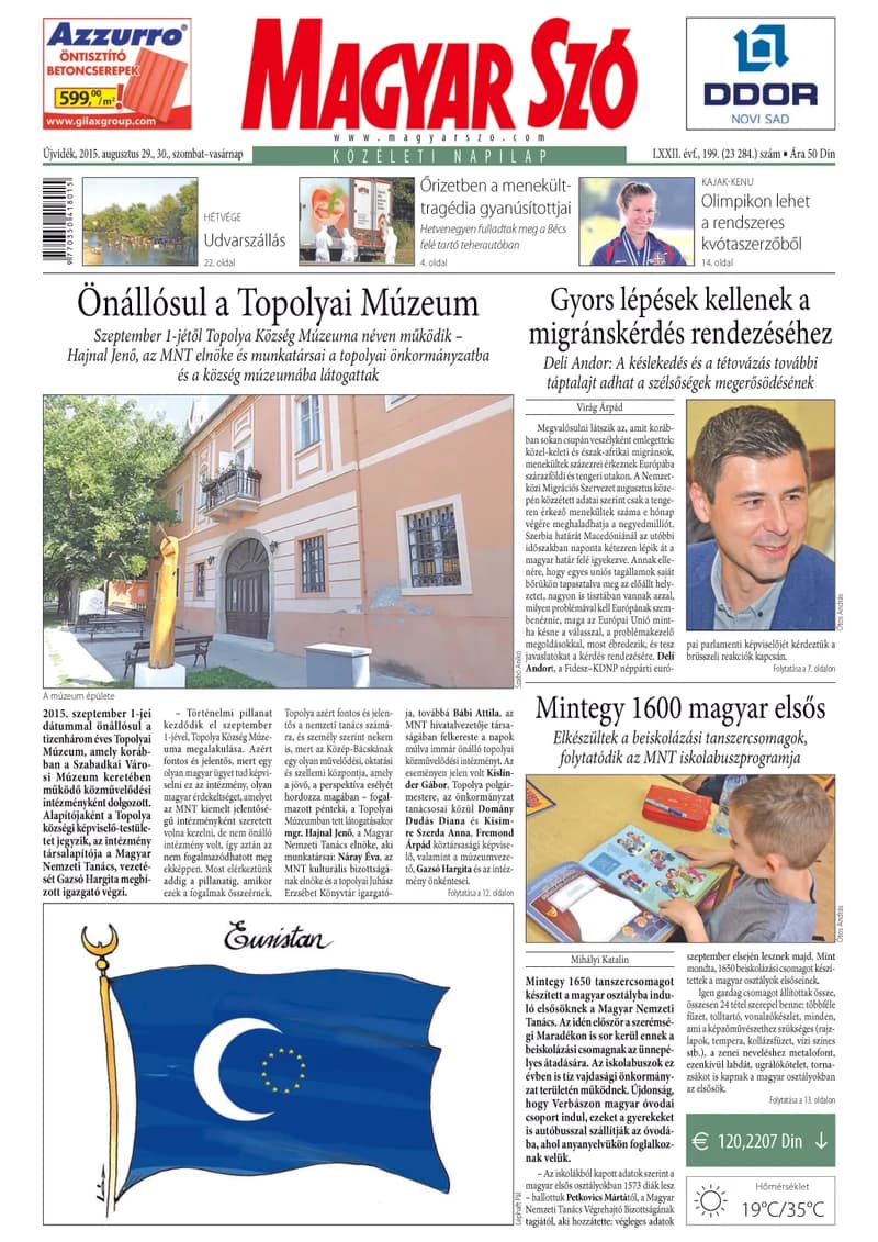 Magyar Szó, 72. évf. 2015. augusztus 29. – 30. 199. sz. 1–32. oldal