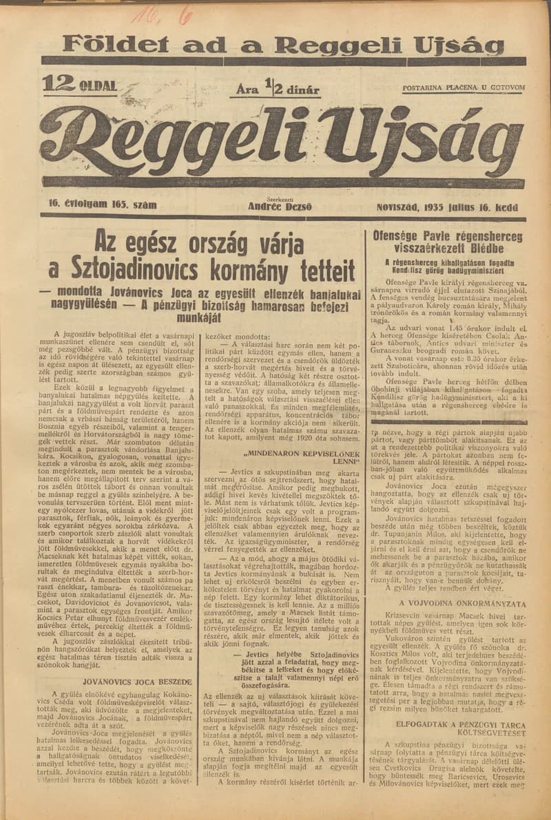 Reggeli Újság, 16. évf. 1935. július 16. 165. sz.