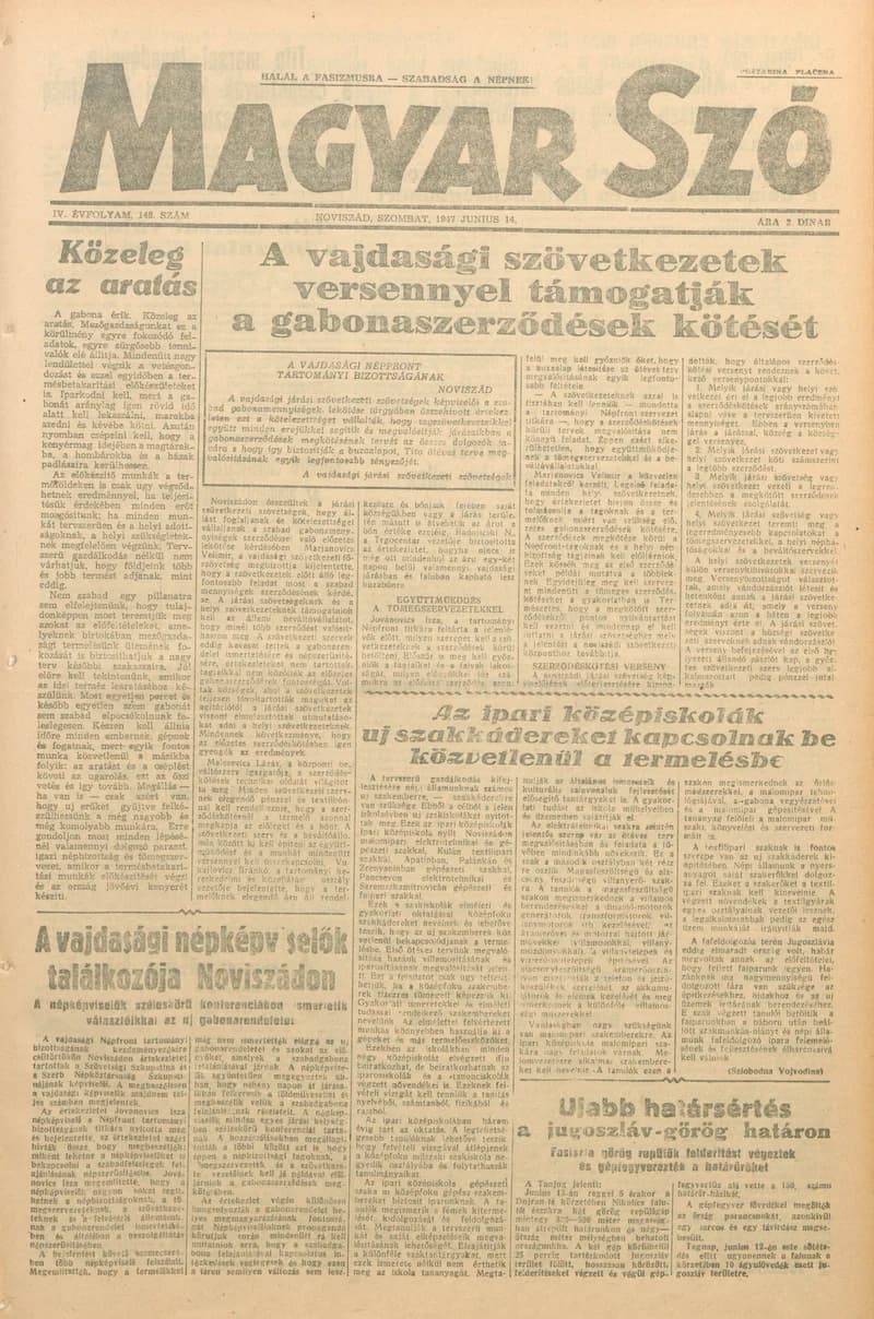 Magyar Szó, 4. évf. 1947. június 14. 148. sz. 1–6. oldal