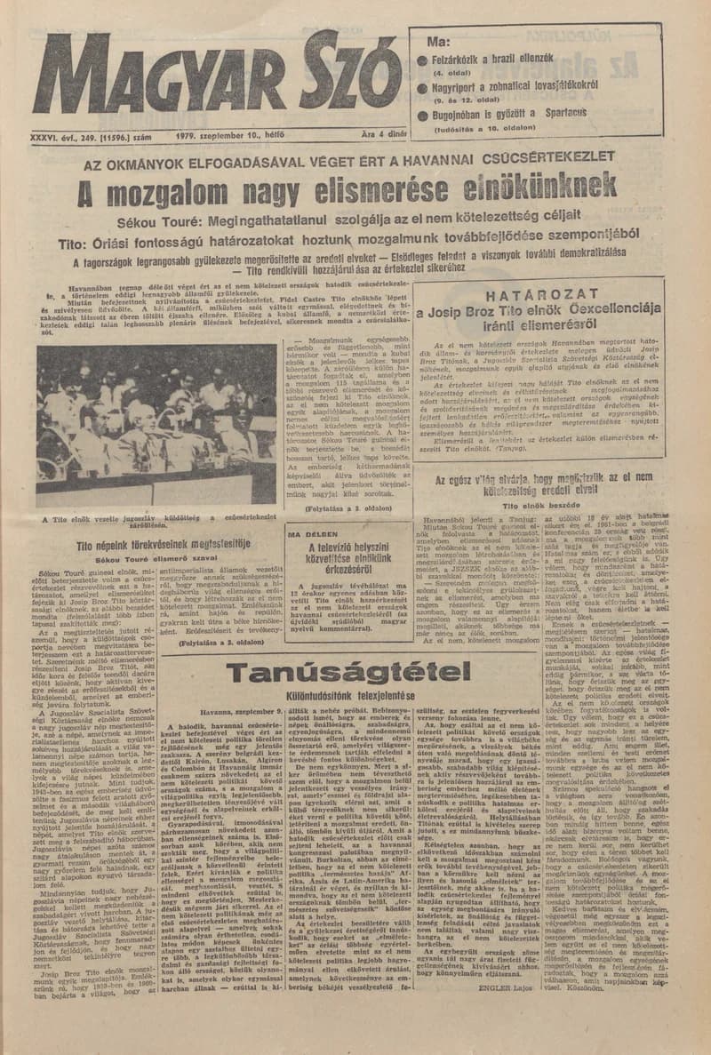 Magyar Szó, 36. évf. 1979. szeptember 10. 249. sz. 9–16. oldal