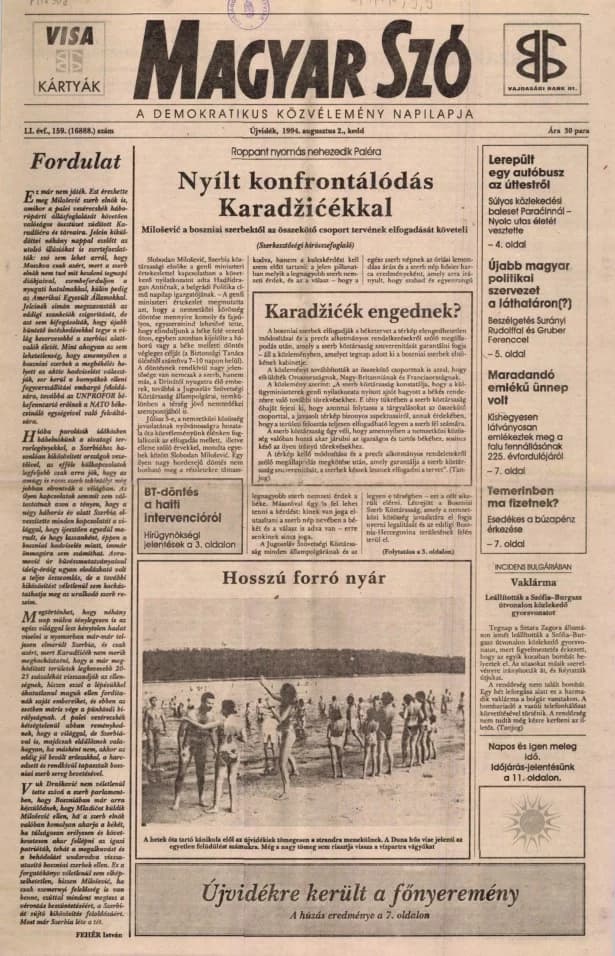 Magyar Szó, 51. évf. 1994. augusztus 2. 159. sz. 1–16. oldal