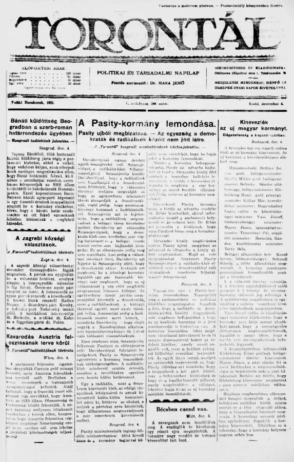 Torontál, 50. évf. 1921. december 6. 269. sz.