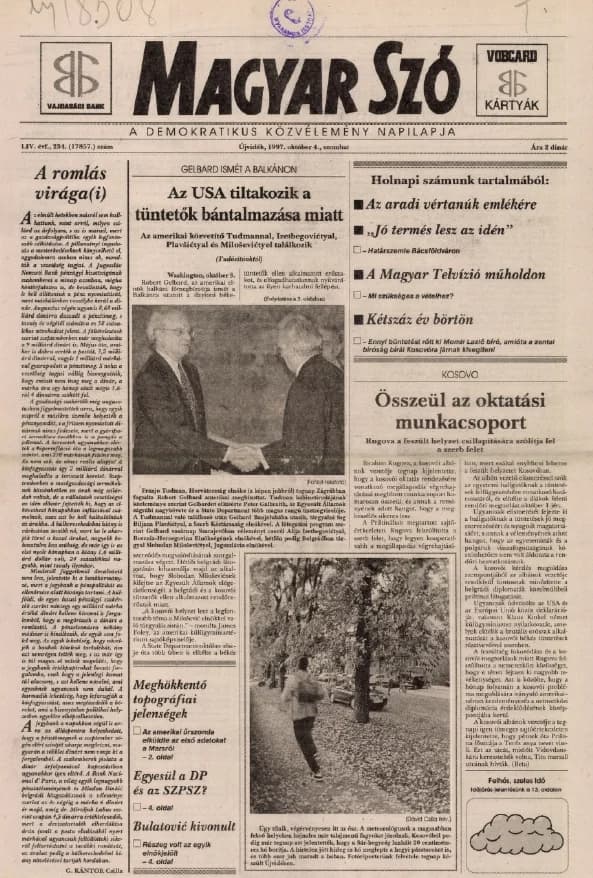 Magyar Szó, 54. évf. 1997. október 4. 234. sz. 1–16. oldal
