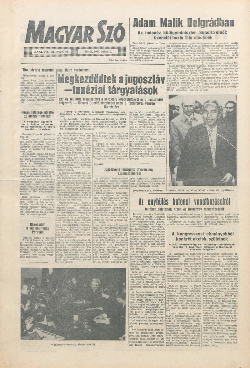 Magyar Szó, 31. évf. 1974. július 1. 178. sz. 1–4. oldal