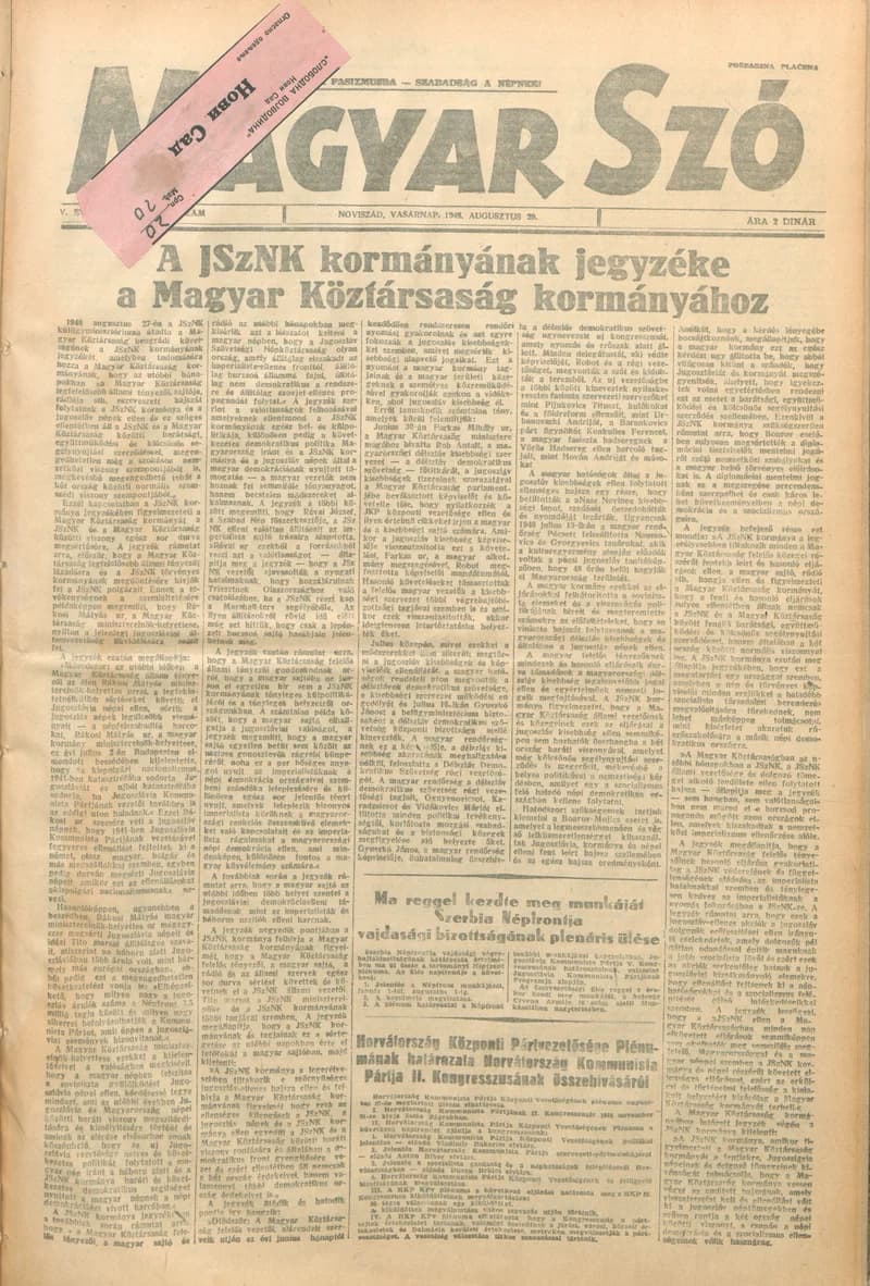 Magyar Szó, 5. évf. 1948. augusztus 29. 207. sz. 1–4. oldal