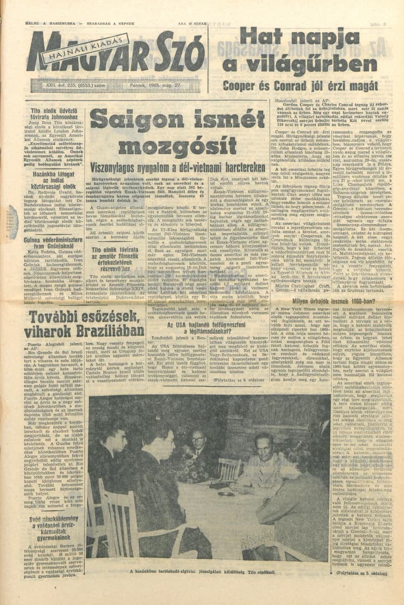 Magyar Szó, 22. évf. 1965. augusztus 27. 235. sz. 1–14. oldal
