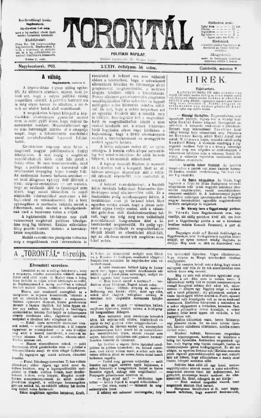 Torontál, 34. évf. 1905. március 9. 56. sz.