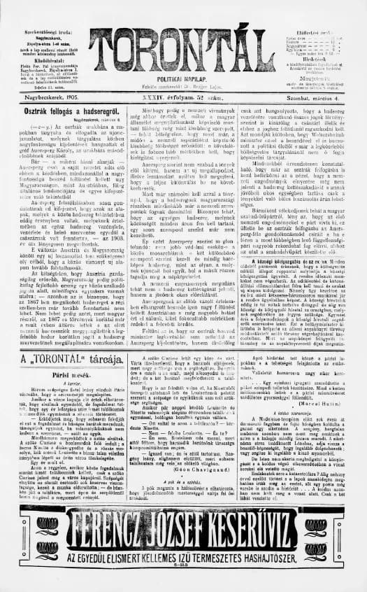 Torontál, 34. évf. 1905. március 4. 52. sz.