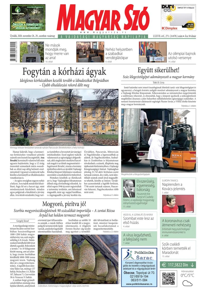 Magyar Szó, 77. évf. 2020. november 28. – 29. 275. sz. 1–32. oldal