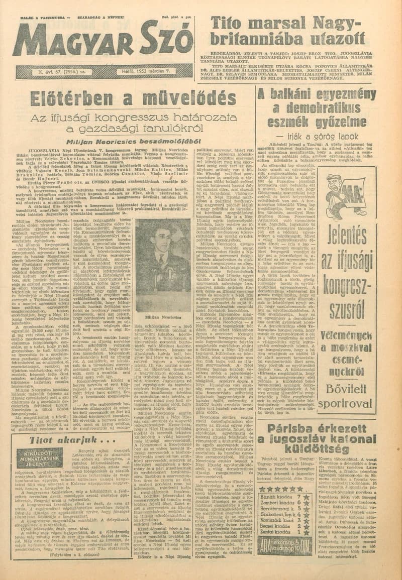 Magyar Szó, 10. évf. 1953. március 9. 67. sz. 1–10. oldal