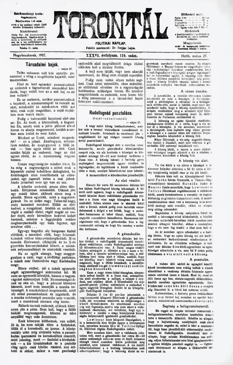 Torontál, 36. évf. 1907. május 27. 119. sz.